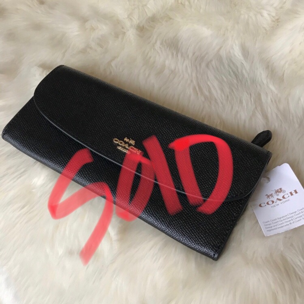 SOLD - NWT Black Coach Slim Envelope Wallet